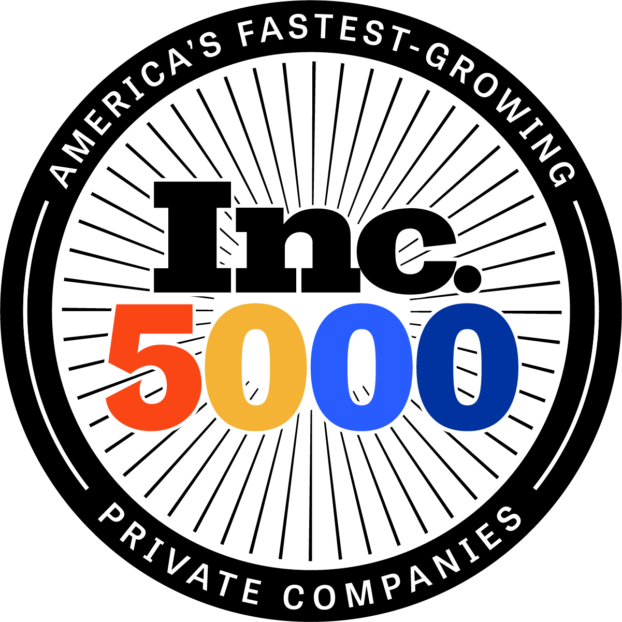 Official Inc. 5000 logo recognizing America’s Fastest Growing Private Companies, featuring the Inc. branding with colorful numerals and circular award design.
